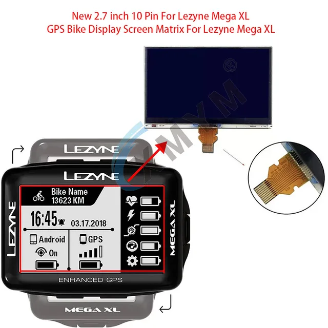 Écran d'affichage pour vélo Lezyne Mega XL, GPS, 2.7 pouces, 10 broches, nouveau 1
