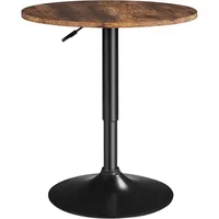 Round Pub Table Height Adjustable with 360 Swivel MDF Tabletop Dining Bistro Cafe Home Bar Rustic Brown 2