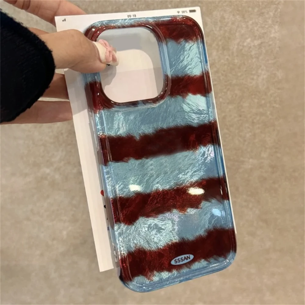 Luxury Laser Y2K Leopard Print Phone Case with Feather Texture