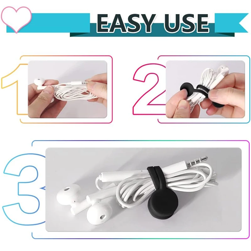 Magnetic Cable Clip 10Pcs Magnetic Silicone Cable Organizer Ties Reusable Ties for Home, Kitchen, Office magnetic cable clip