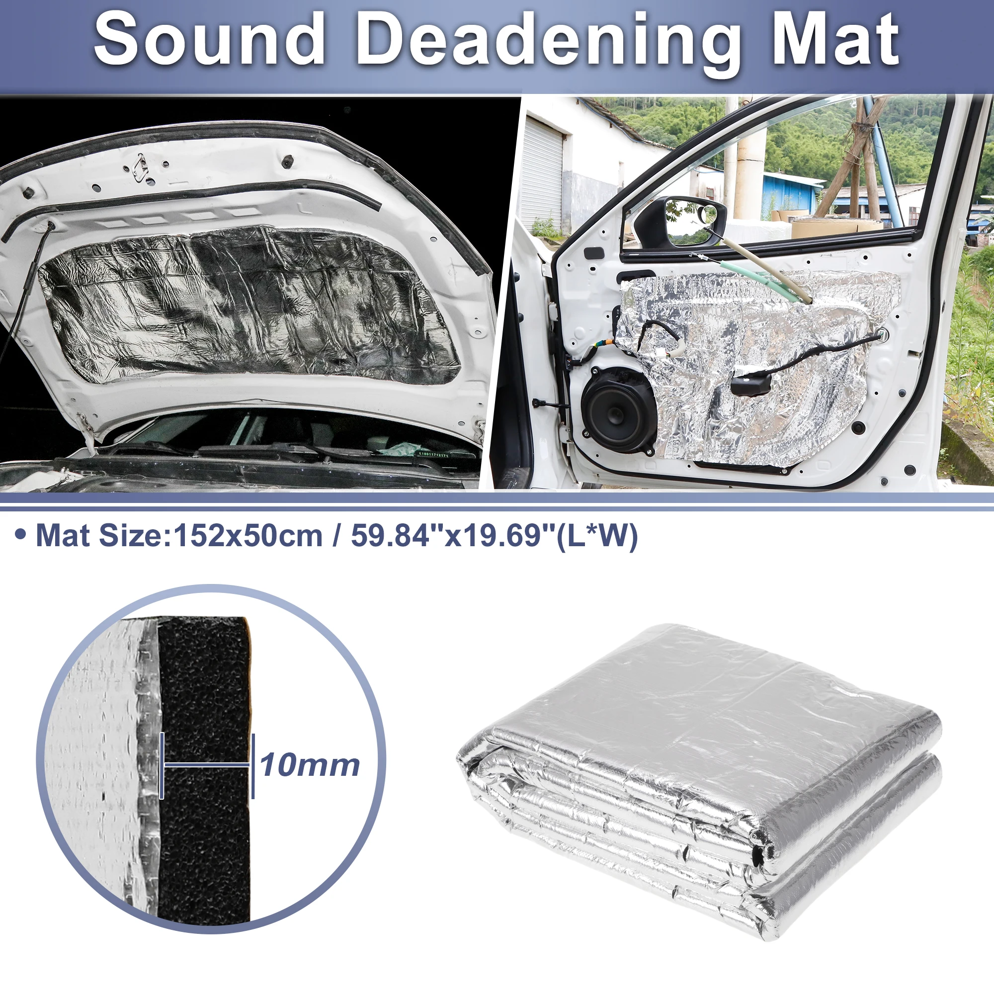 UXCELL 4/5/6/7/10 mm Dicke Auto Schalldämmende Matte Glasfaser Hitzeschild Material Selbstklebend für Haube Boot Motorabdeckung – Detail 8