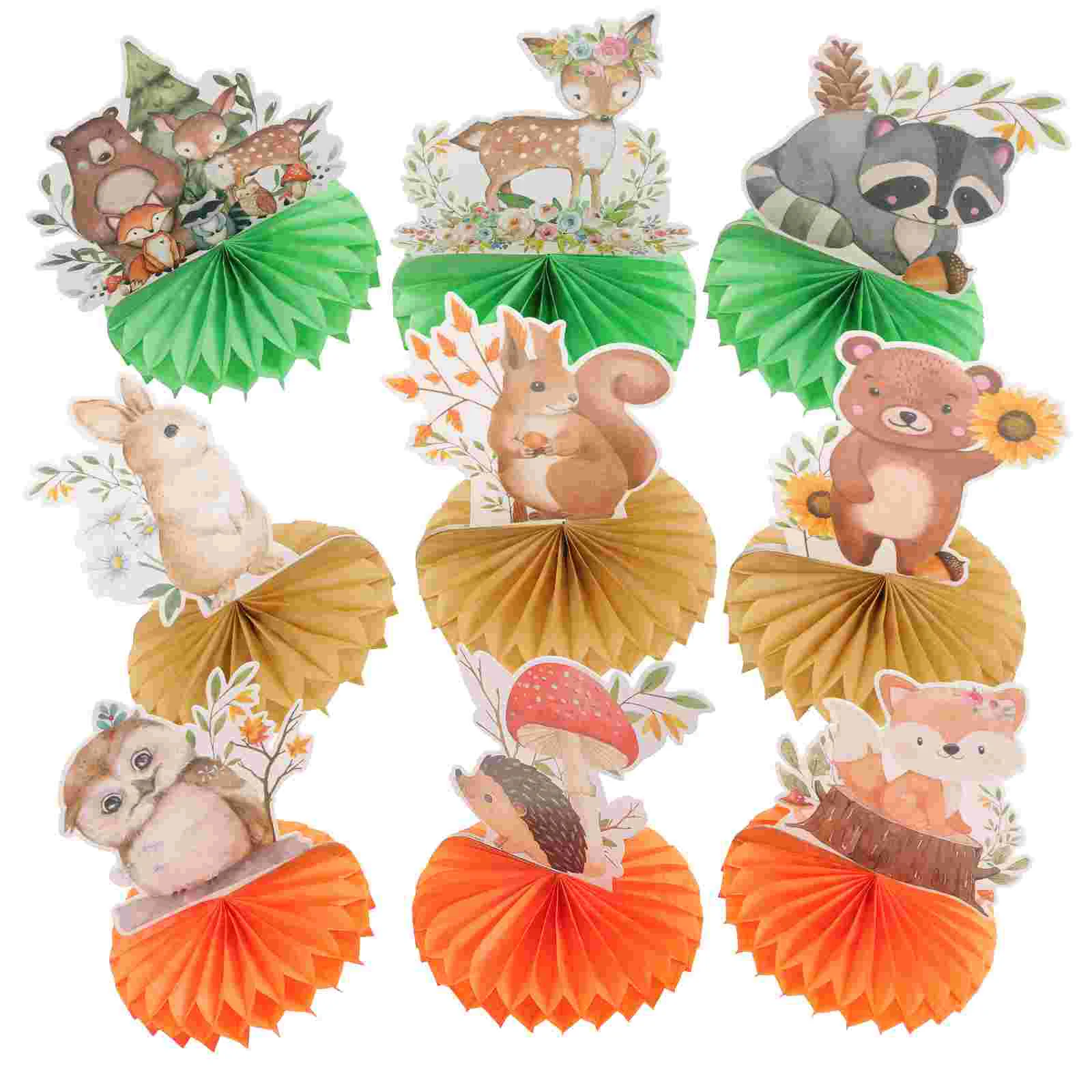 

9 Pcs Honeycomb Ornaments Baby Shower Decorations Girl Woodland Centerpieces Animals for Boy