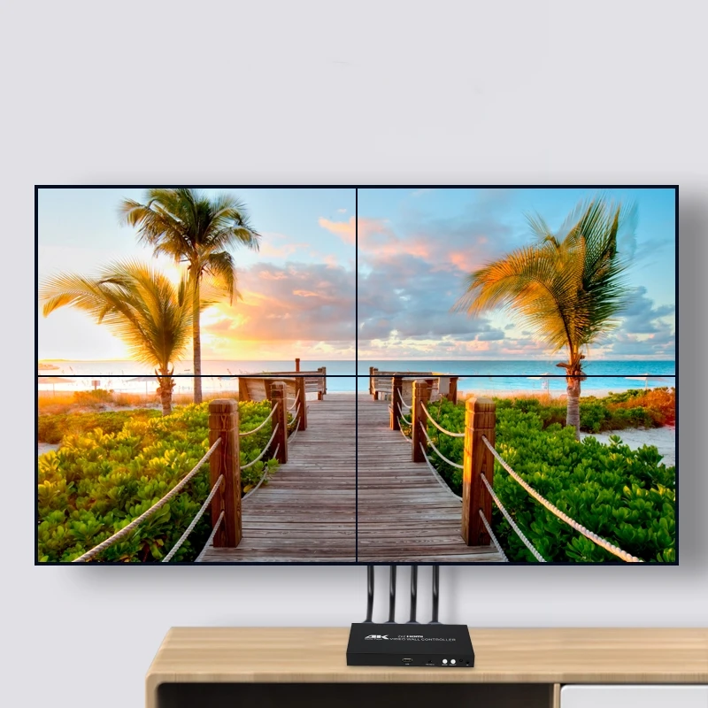 2x2 HDMI-Compitable Video Wall Controller Screen Processor Splicer 1X2 1X4 1X3 Multi-screen Splicing Box USB 4K Media Player