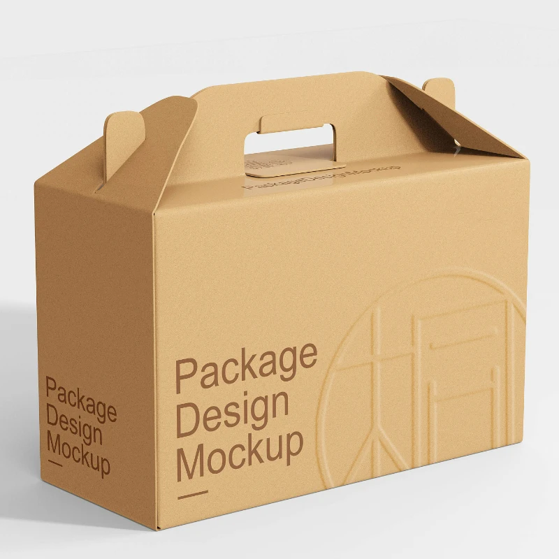 

Оптовая продажа, большие коричневые картонные коробочки с ручками, портативные коробочки для подарка, фруктов