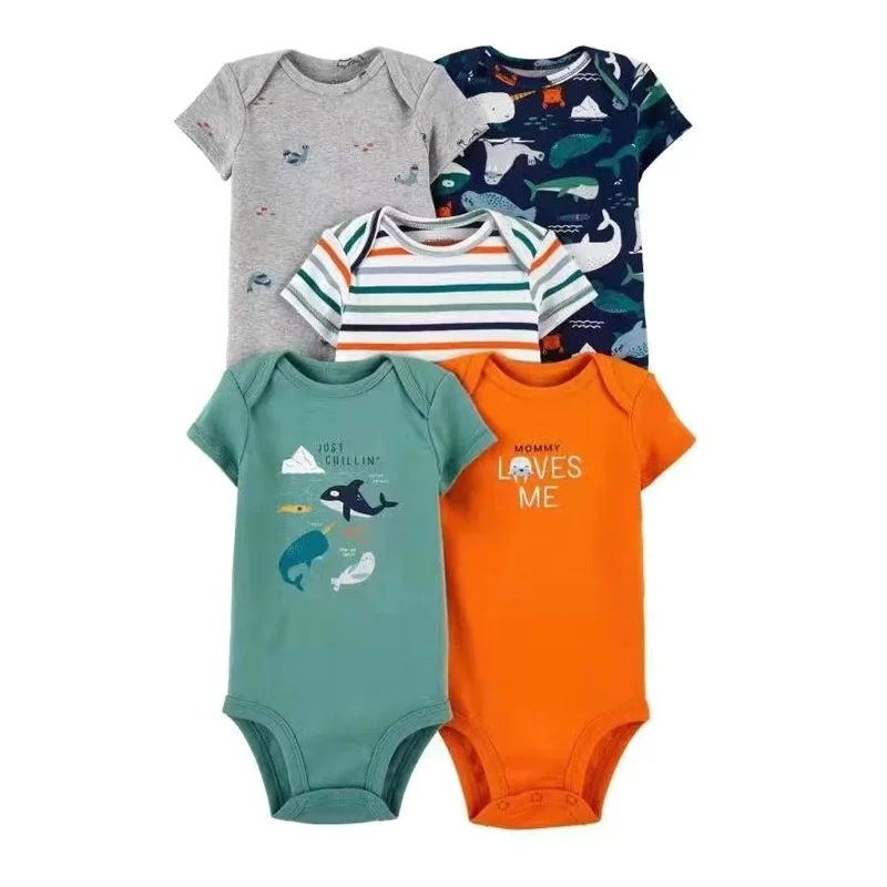Newborn Baby Girl Boy Clothes Summer Short Sleeve 100% Cotton Baby Romper Toddler Kids Bodysuit Children's Overalls 5 PCS/LOT 4