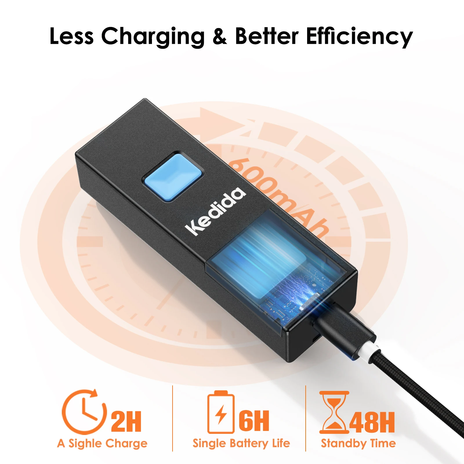 무선 2D 미니 바코드 스캐너, USB 유선 2.4G 무선 블루투스 바코드 스캐너, 휴대용 1D 2D QR 코드, 케이스 포함, 3 인 1