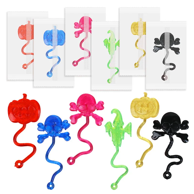 10-30Pcs Halloween Stretchy Sticky Toy Treat Or Trick Gift Pumpkin Ghost Witch Fun Toys Kids Birthday Party Favors Goodie Filler