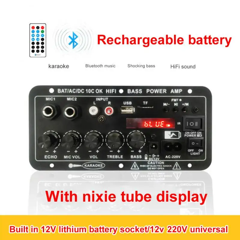 디스플레이 포함 가정용 디지털 앰프, 오디오 110-240V 베이스 오디오 파워 앰프, Hifi FM 자동 음악 서브우퍼 스피커