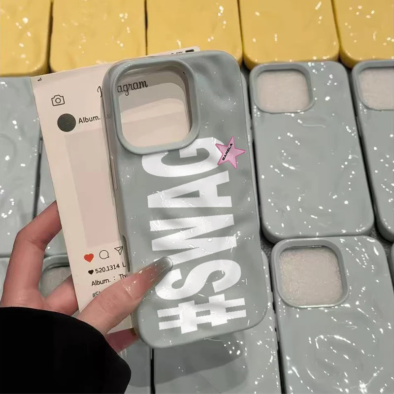Swag Hip Hop Personalized Alphabet Phone Case For IPhone 16 15 11 Pro 13 12 14 17 Pro Max 16 Plus 17Air Wave Fashion Soft Cover
