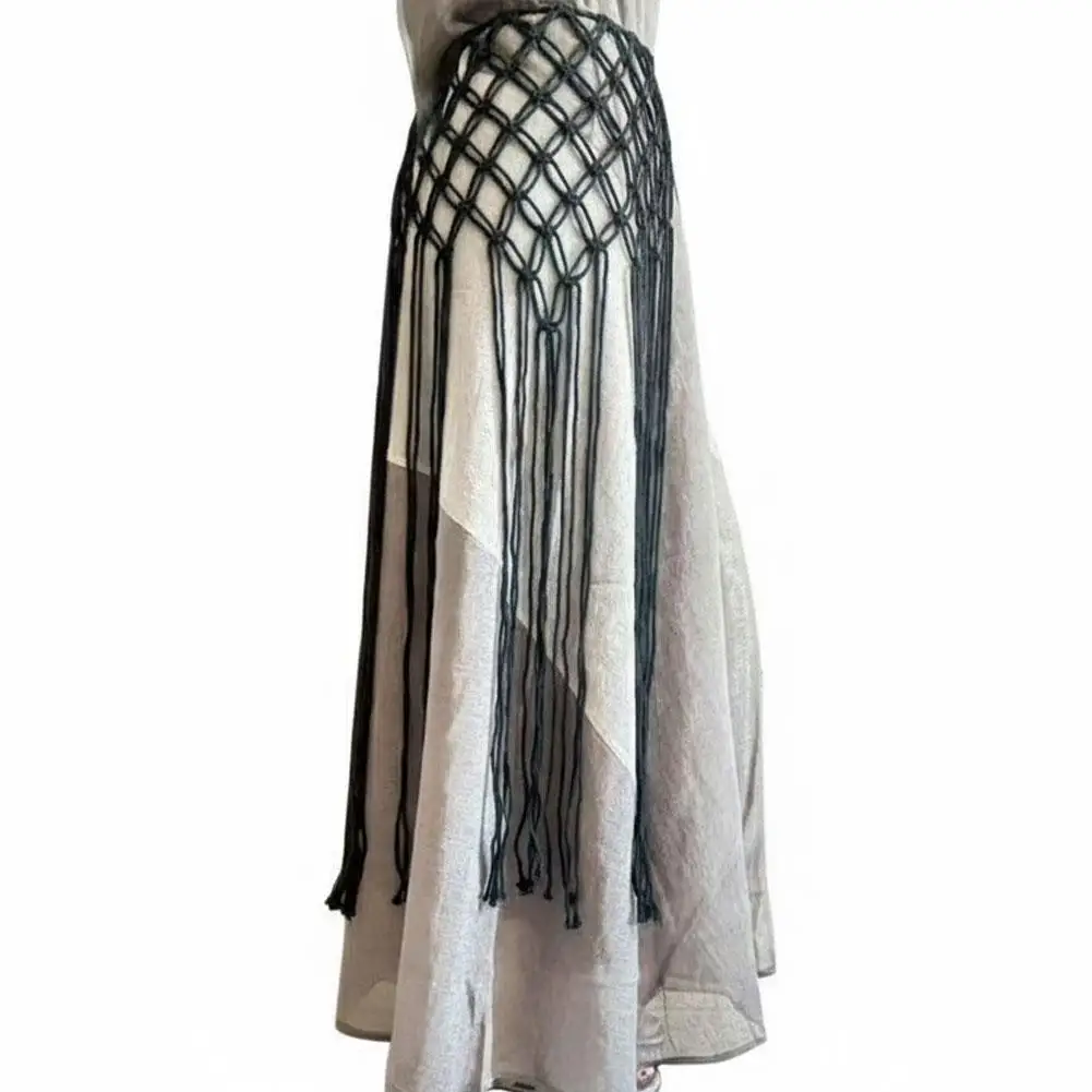 손으로 짠 마크라메 태슬 허리띠, 드레스, 비키니, 페스티벌 의상, 스트리트 스타일 액세서리용 보헤미안 프린지 허리띠