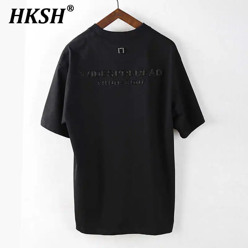 

HKSH 2024 летняя новая мужская футболка с коротким рукавом с круглым вырезом 3D Show Bead повседневные японские Модные Простые хлопковые футболки HK1683