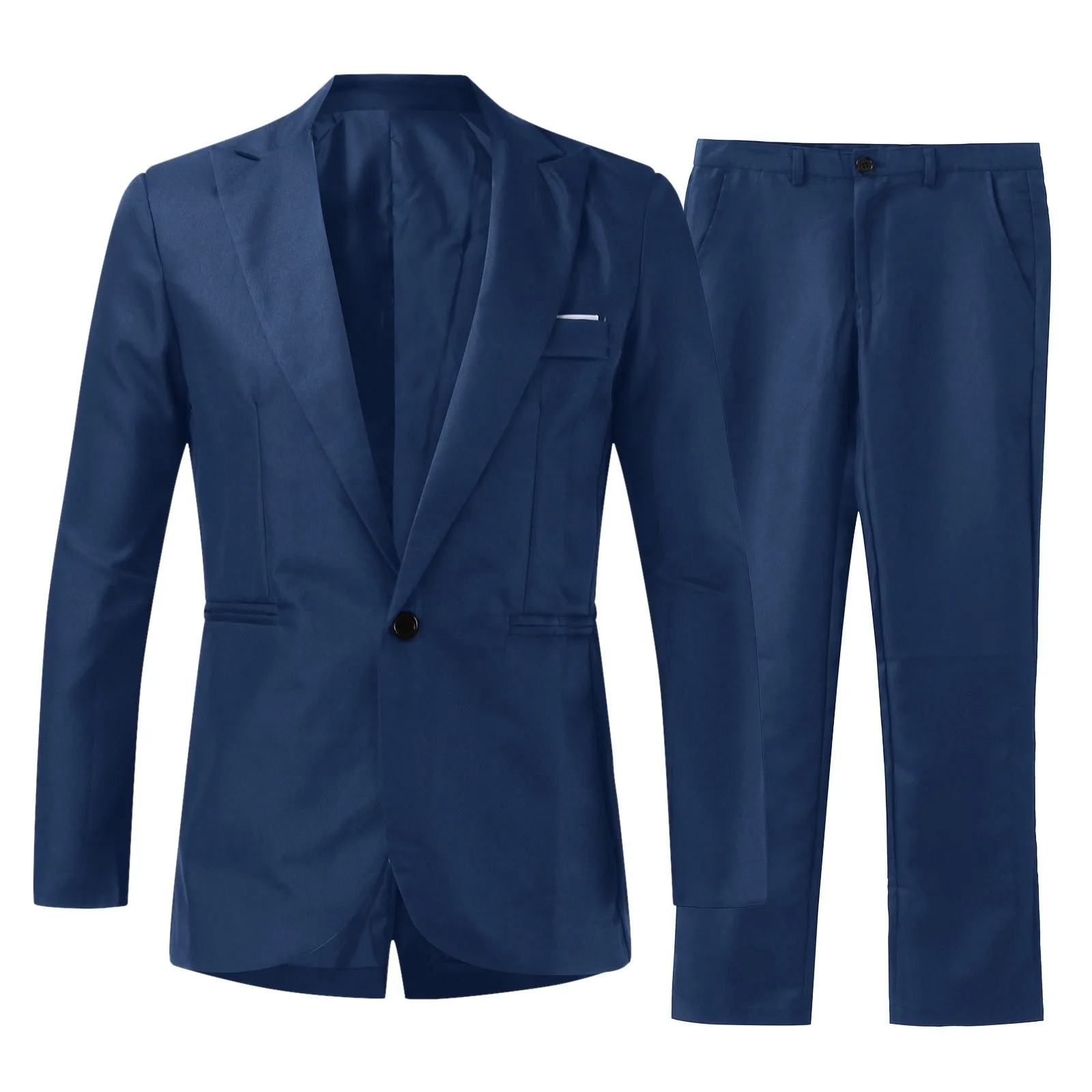 Elegant Suit Men 2 Pieces Set Solid One Button Slim Fit Lapel Gentleman's Suit Formal Jacket Business Men Clothes Best Man Coat