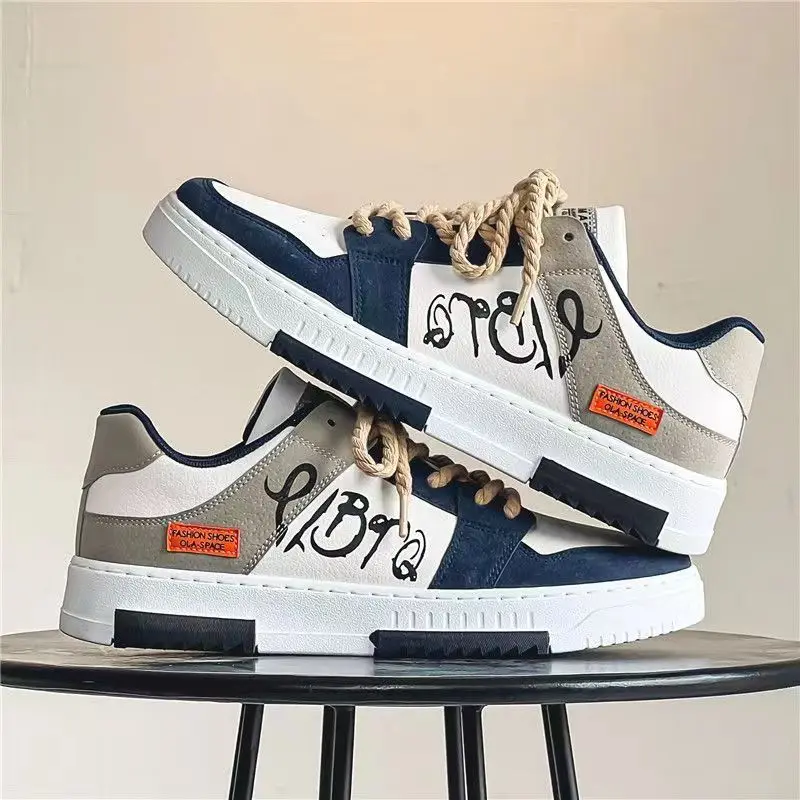 New Fashion Designer Shoes Men Casual Platform Sneakes Lace Up Trainers Student  Mens Vulcanized 