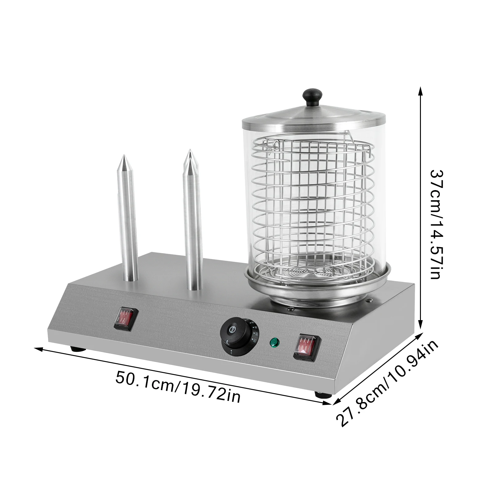 Hot Dog Steamer Bun Warmer 458W Stainless Steel Portable Commercial Hot Dog Machine with Bun Warmer for Breakfast Sausage Party 3