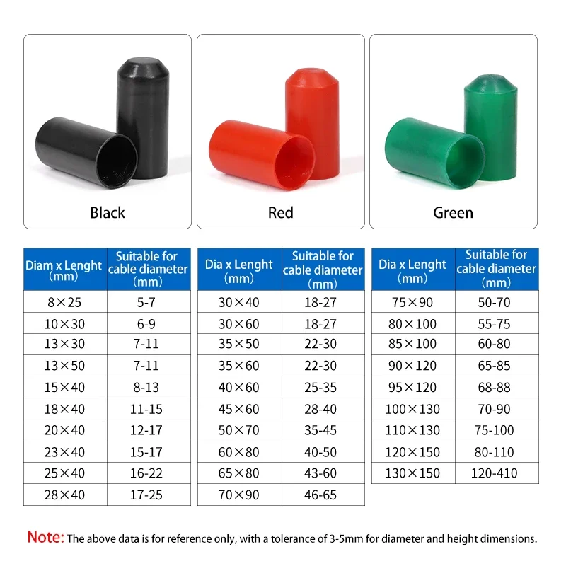 Description Picture 2 of item1/5pcs Diameter 8~130mm 2:1 Heat Shrink End Seal Cap Adhesive Glue Lined PE Insulate Wrap Wire Protect Cover Bottom Cable Sleeve