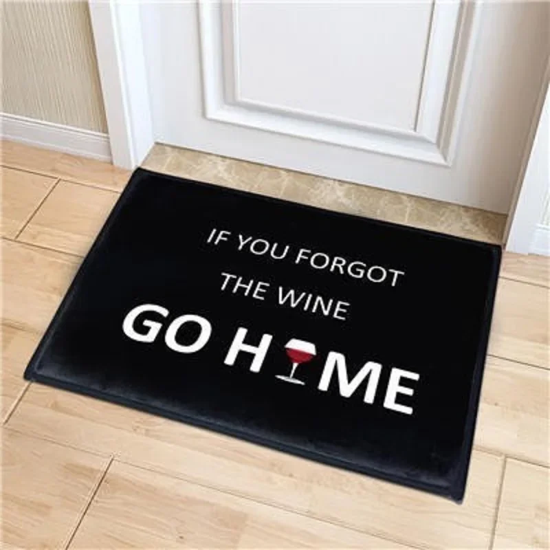 Fun Simple Black White Welcome Door Mat Bedroom Hallway Entrance Area Rug Anti-slip Carpet for Living Room Home Decoration