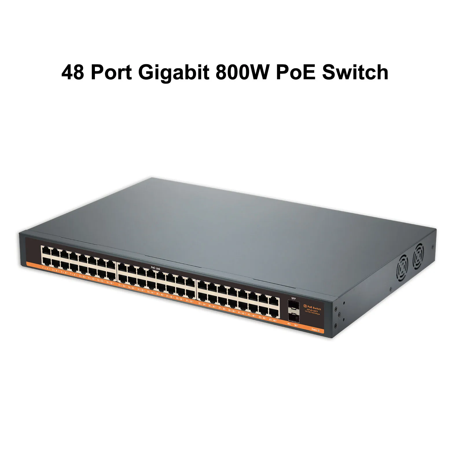 Gigabit Poe Switch 48 Poorten Full Gigabit Ethernet Switch 10/100/1000Mbps 800W Netwerkswitch Ieee802.3af/At Unmanagement