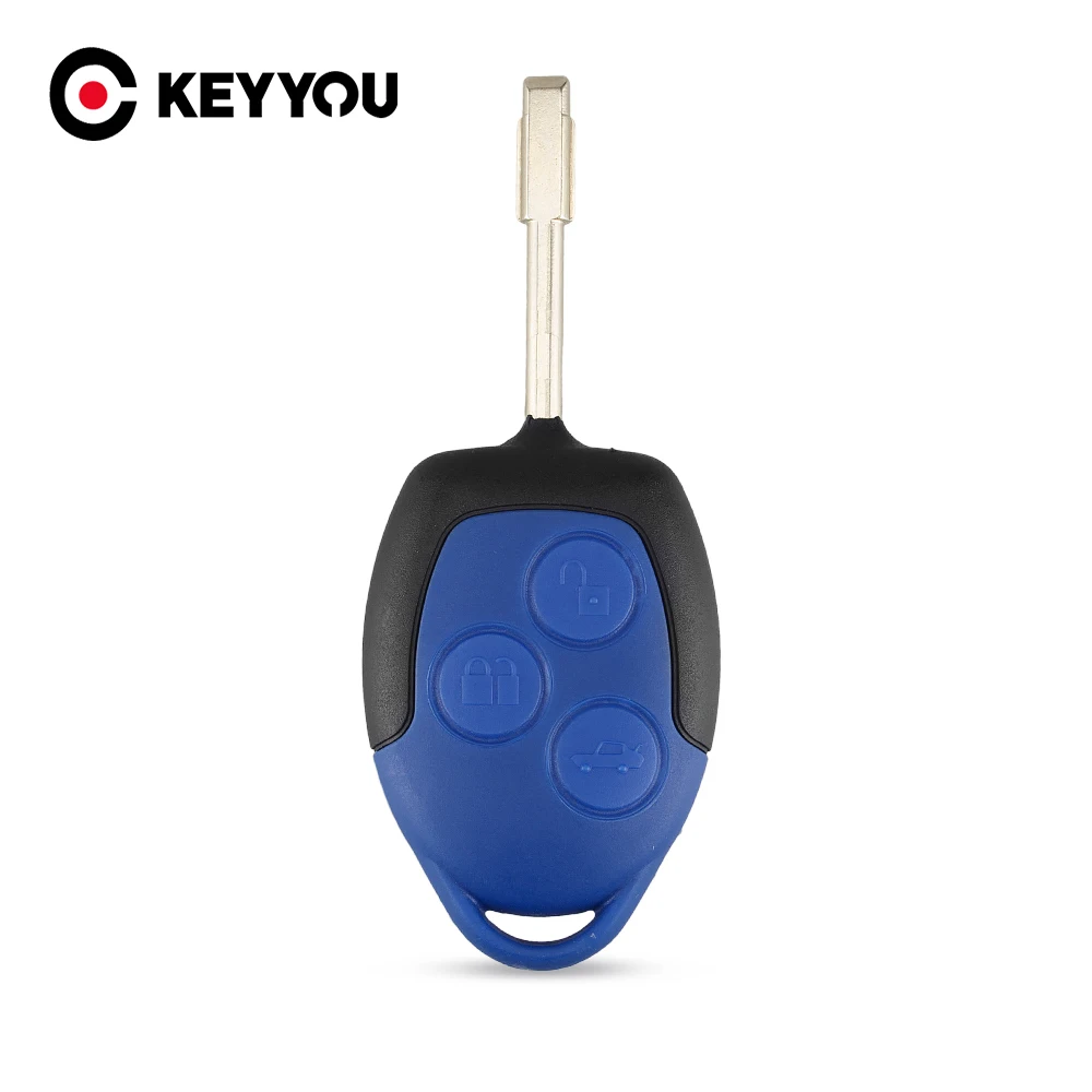 

KEYYOU Brand New 3 Button Transit Connect Set Remote Key Shell For Ford Blue Case Replacement