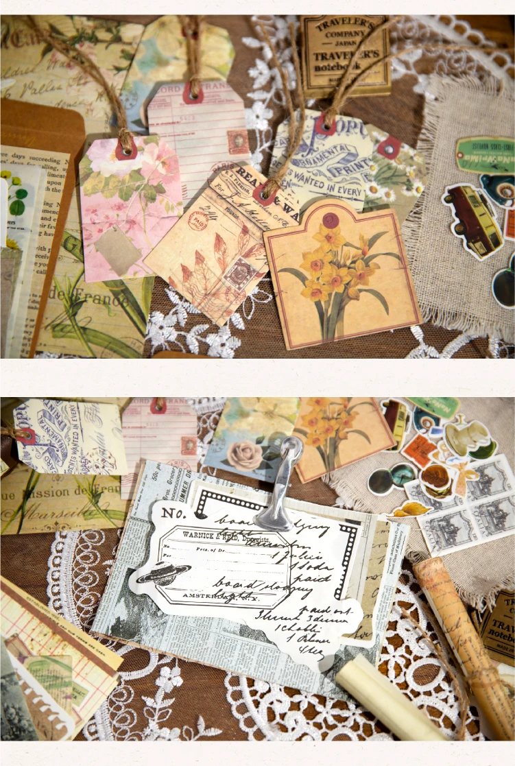 Yoofun 40 teile/paket Vintage Collage Junk Journal Dekoration Material Pack Multi-material Papiere Aufkleber für Scrapbooking Handwerk – Detail 6