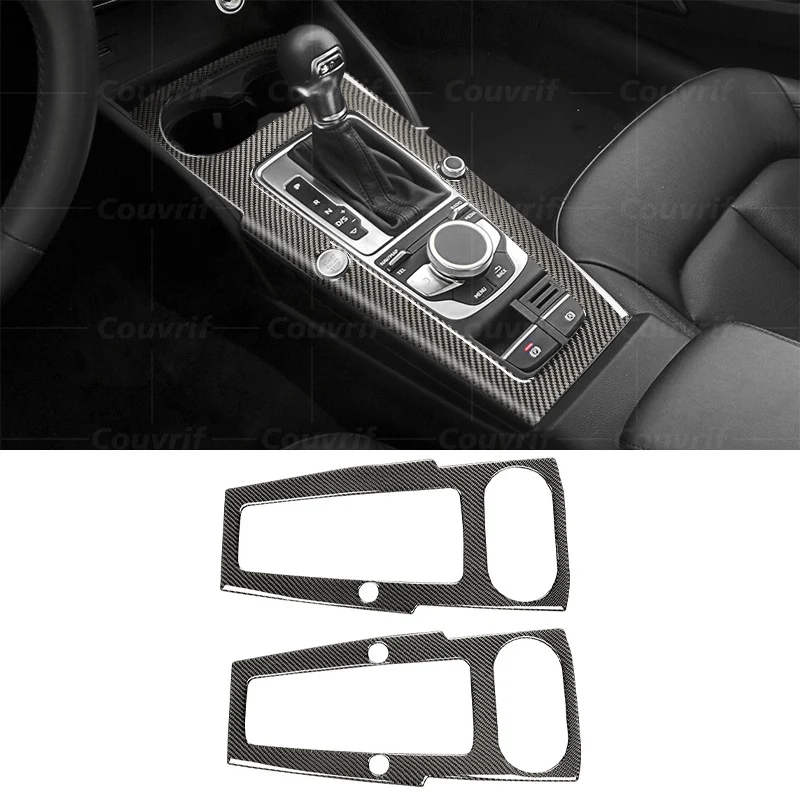 

Carbon Fiber Car Cover Central Control Cup Holder Frame Gear Panel Decorative Sticker For Audi A3 8V S3 2014-2020 Accessories