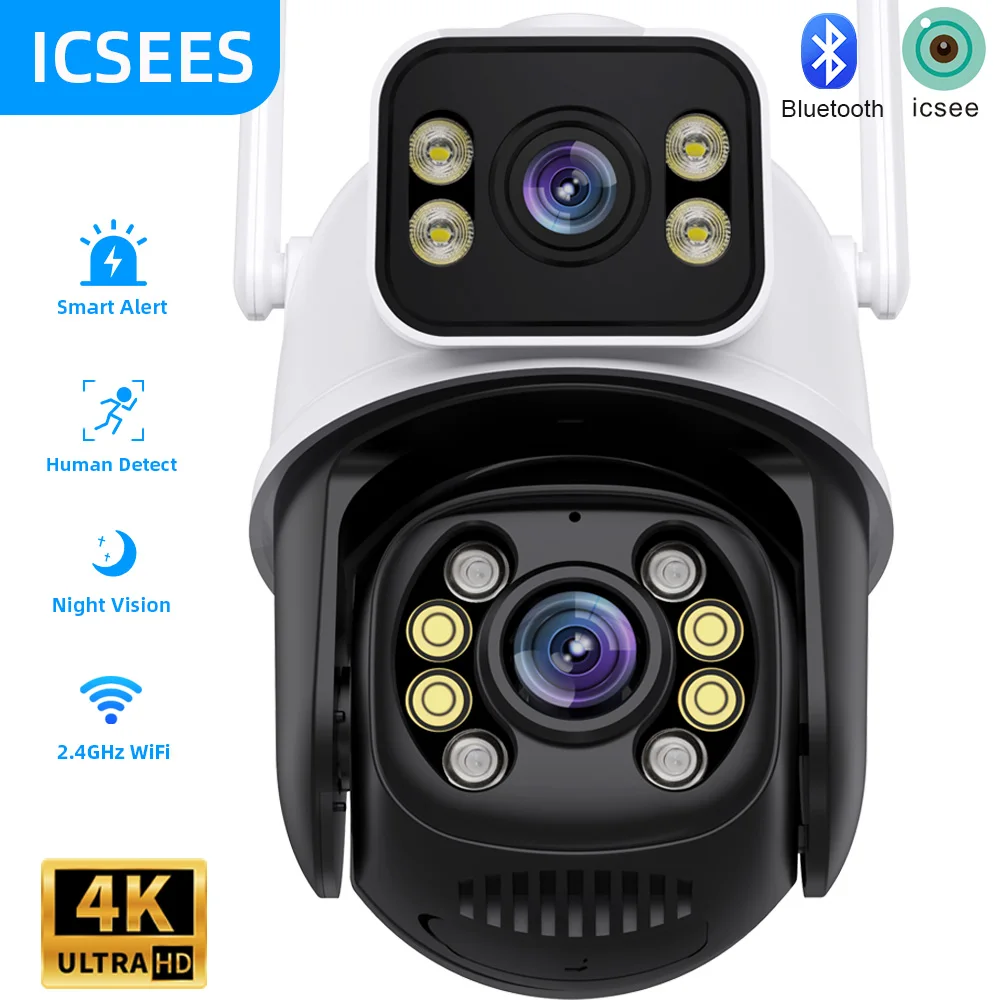 ICSEE WiFi Surveillance Camera 4K 8MP Wireless Security Cameras Human Detection Outdoor CCTV IP