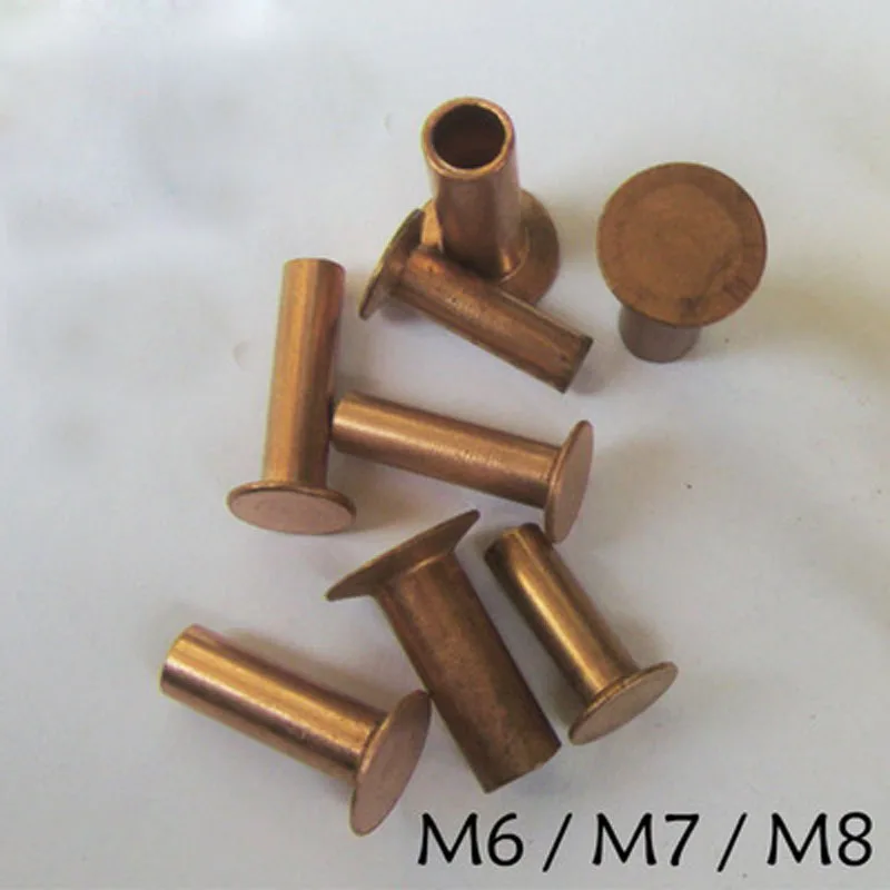 M6 M7 M8 countersunk copper rivets flat head rivet semi-hollow for brake pads 