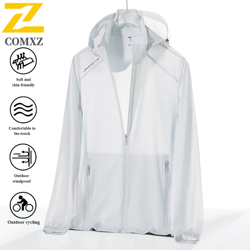 Couple's Summer UV Protection Jacket UPF50+ Detachable Hood Fishing Skin Coat Ultra Lightweight for Hiking Camping Outdoor Sport