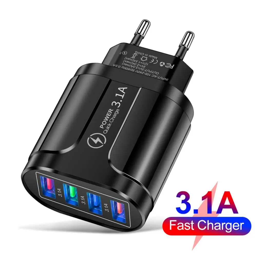 Зарядное устройство для телефона с несколькими портами USB А и светодиодной