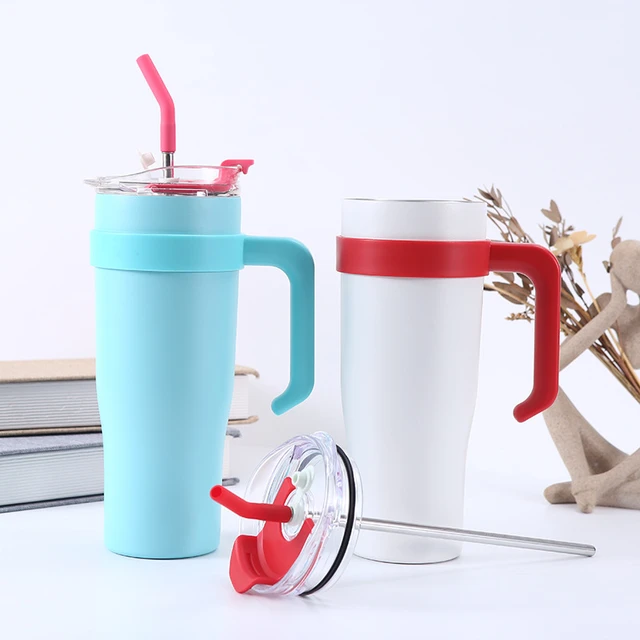 Thermos Mug 40 Oz Tumbler with Handle Straw Cup Drinkware Stainless Steel  Mug Coffee Cup Thermal Travel in-car Thermos Bottle - AliExpress