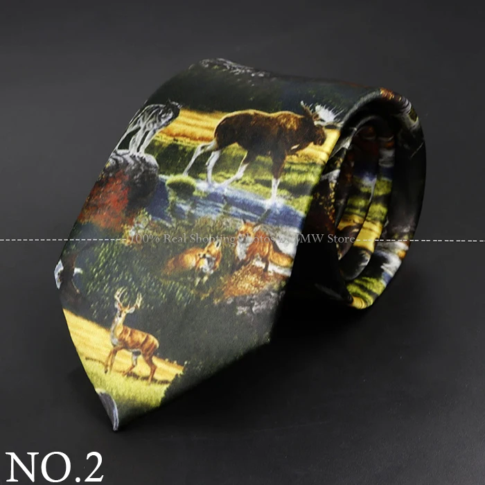 Mens Silk Tie - Creative Graffiti Animal Print Necktie for Business Weddings and Parties