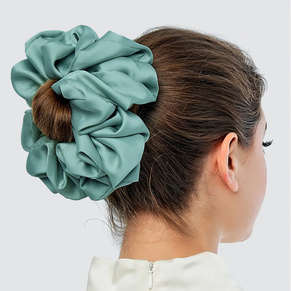 

Fluff Stretch Satin Scrunchy 18cm Diameter Big Volume Elegant Hair Holder Islamic Muslim Hairband Elastic Scrunch Hair Loop Wome