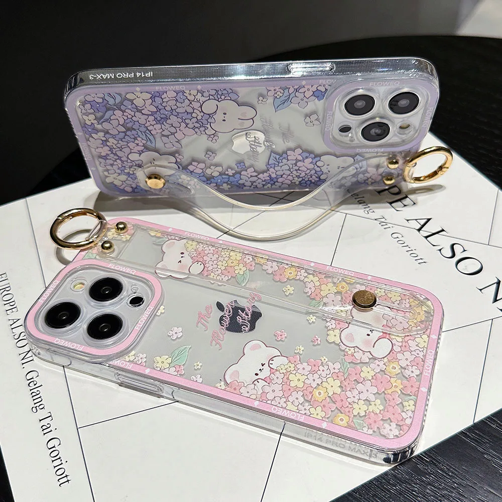 SoCouple Animal-Themed Wrist Strap Holder Case with Bear and Rabbit Design
