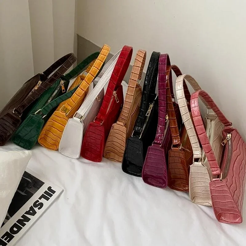 Crocodile Pattern Leather Handbag Female Shoulder Armpit Tote Small Clutch Retro Casual Women women handbags