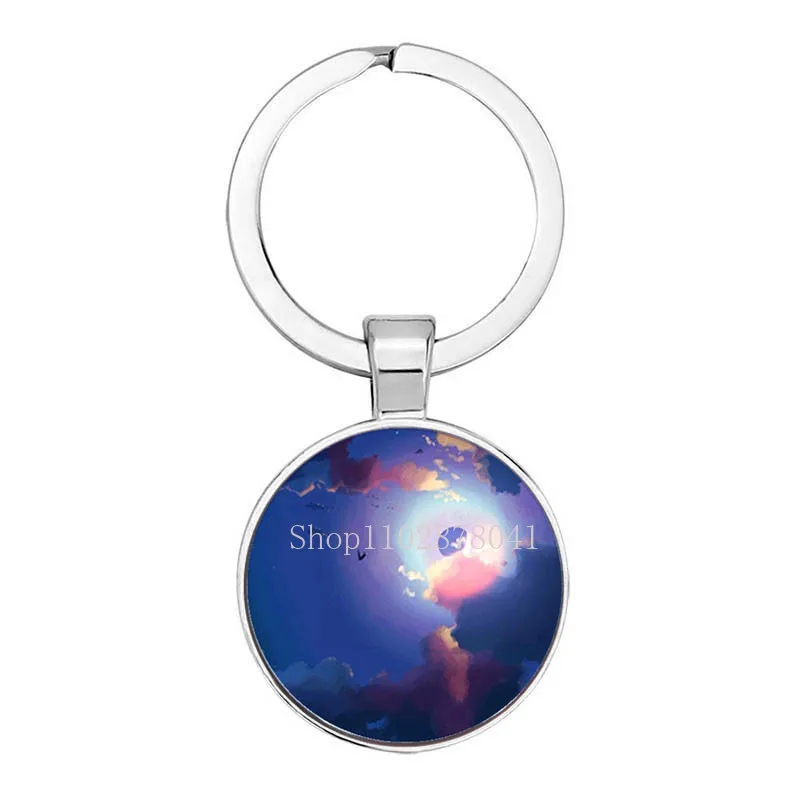 Popolare Gioielli Cupola Vetro In Lega Di Zinco Portachiavi Notte Cielo Stellato Pittura Creativa