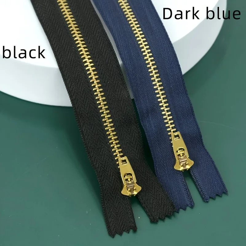 핸드메이드 클로즈드 테일 메탈 지퍼 가방, 가벼운 금 이빨, 티타늄 합금, Y 이빨, 부드러운 미끄럼 짐 가방, 핸드백 지퍼, 10 개, 3