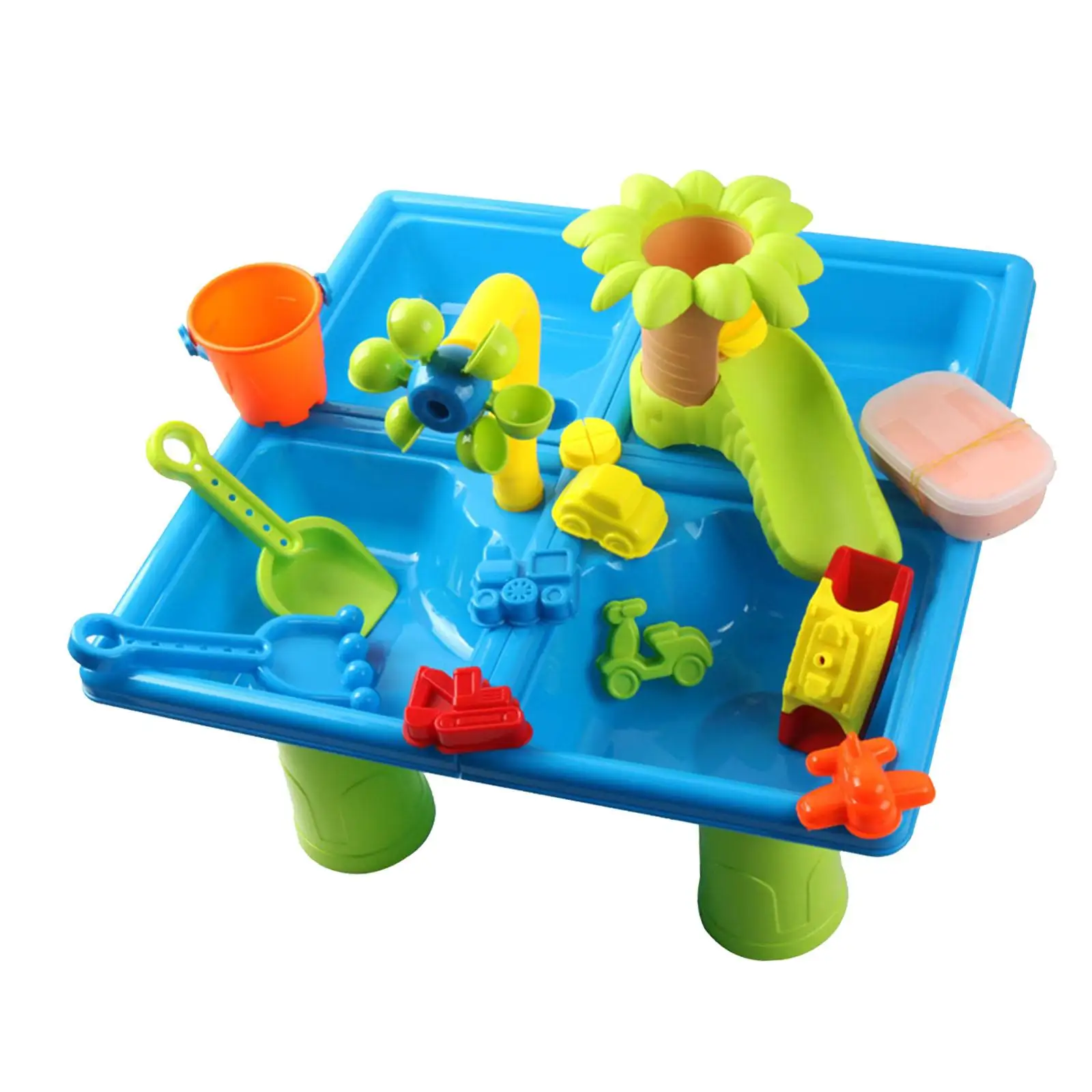 

24Pcs Sand Water Table Toys Multifunctional Age 1-3 Girls Boys Sensory Activity Tables for Beach Summer Backyard Outside Outdoor