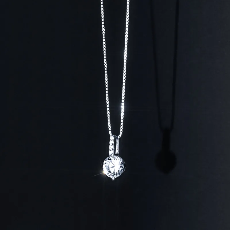 Sterling Silver Geometric Drop Pendant Necklace Clavicle Chain Women Jewelry