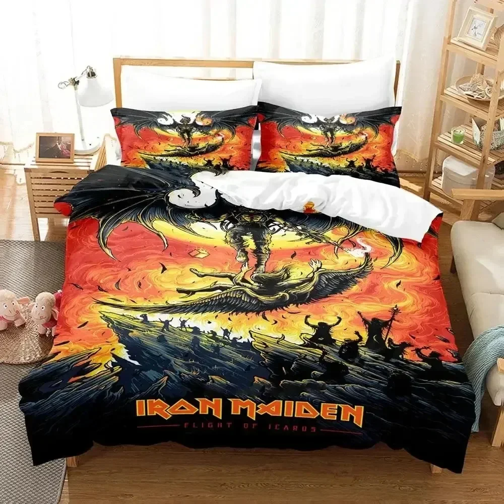 3D Iron Heavy Metal Maidens Bedding Set Polyester Quilt Cover Pillowcase Comforter King Queen Size Boys Adult Duvet Cover Set 5