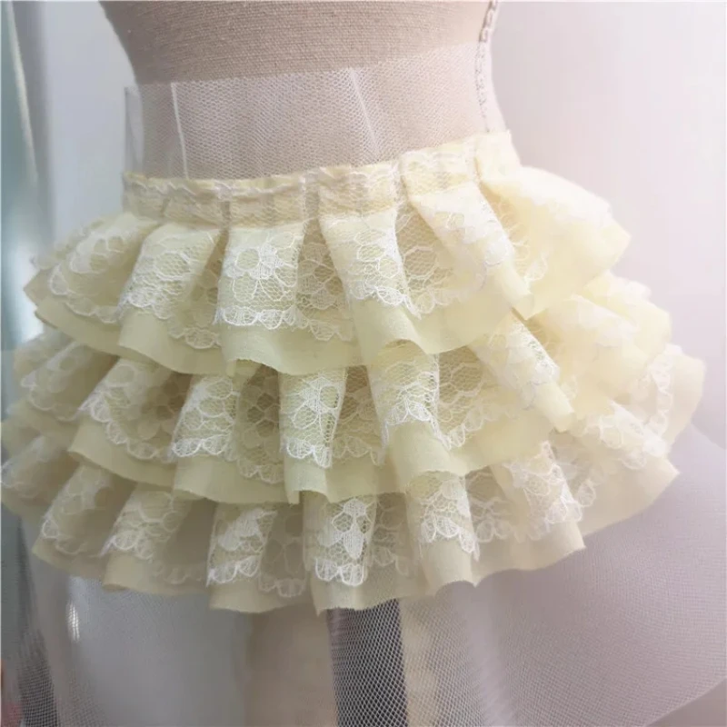 트렌드 많은 색상 3 레이어 쉬폰 메쉬 얇은 명주 그물 레이스 트림 패브릭 DIY 인형 스커트 커프스 커튼 가장자리 봉제 액세서리 소재