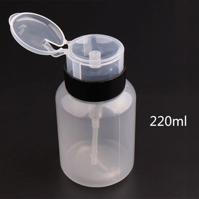 

200ML Nail Refillable Bottle Empty Pump Liquid Alcohol Press Nail Polish Remover Cleaner Bottle Dispenser Manicure Container