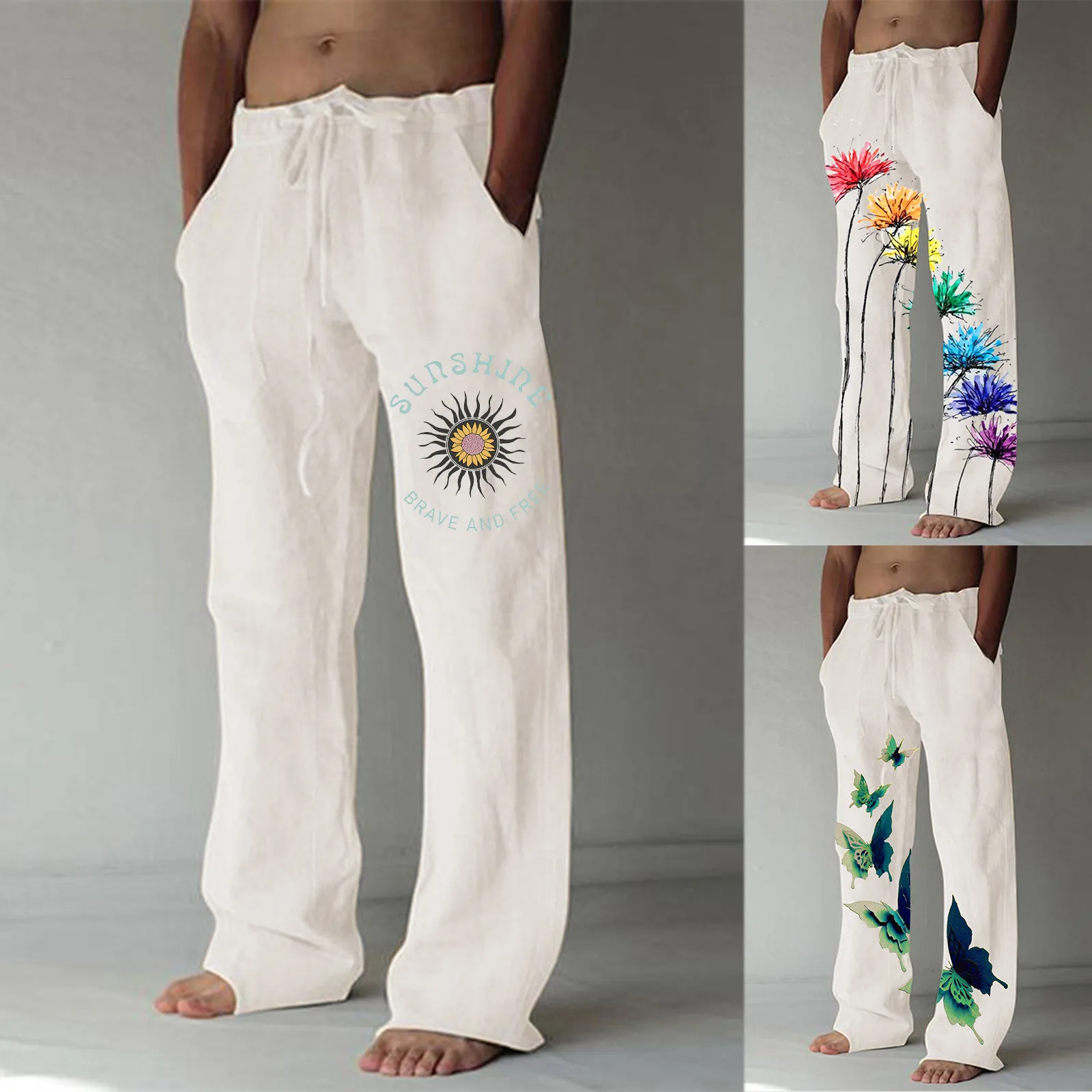 Fashion Printed Men Casual Pants Pocket Drawstring Plus Size Man Trousers Y2k Clothes Pantalones Gym Work Baggy Sweatpants