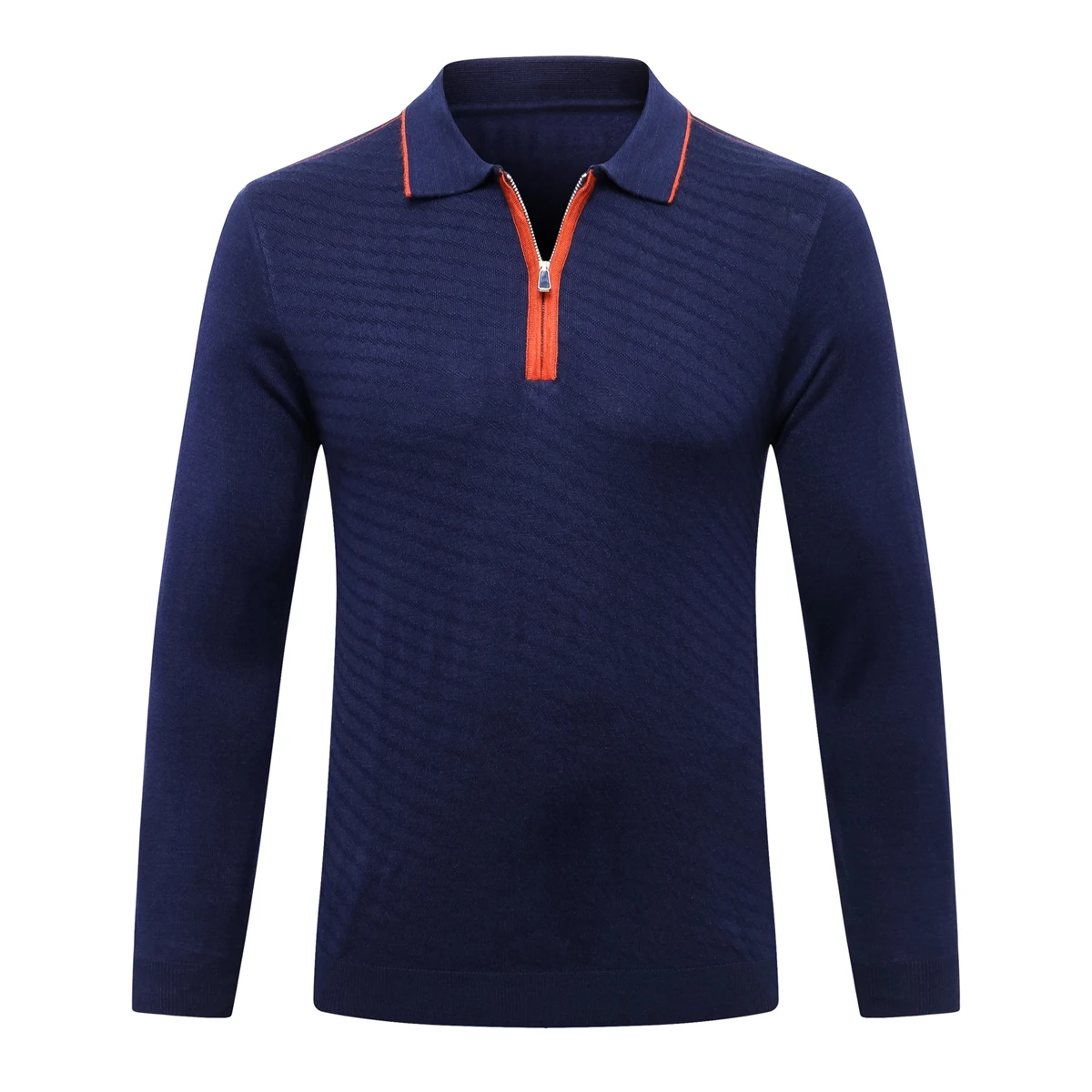 

OECHSLI Sweater wool men's 2024 new warm business zipper elasticity embroidery comfortable high quality big size M-5XL