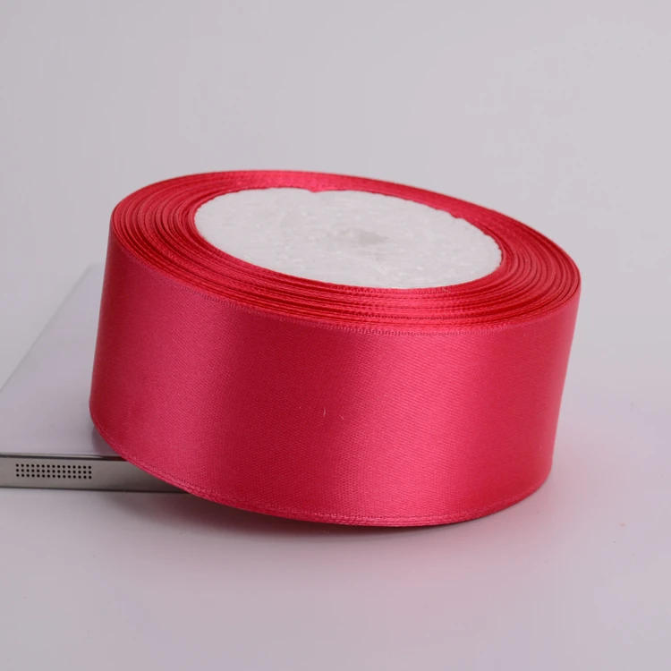 Satin Ribbons Ribbon Decoration Ribbon Supplies Satin Ribbon 6-10-15-20-25-40-50mm Rose Red Fushia Satin Ribbons DIY Handmade Bows Crafts Material Christmas Party Gift Wrapping Ribbon Tape