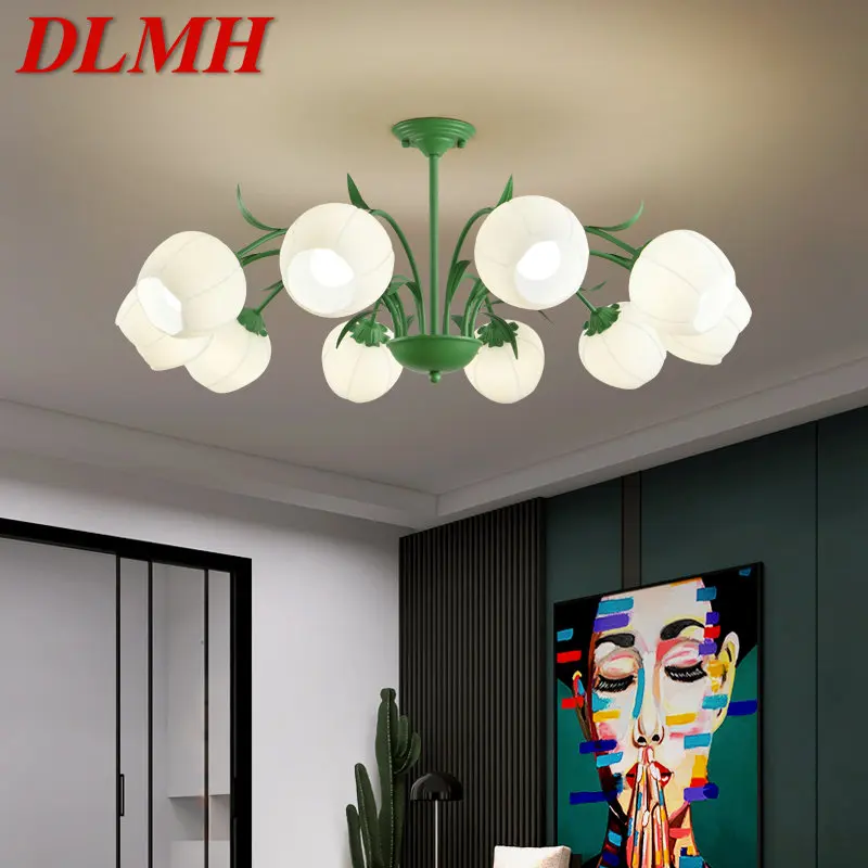 

DLMH, зеленая люстра, планшетофон, необычный простой новый дизайн, стеклянная Подвесная лампа для дома, гостиной, спальни
