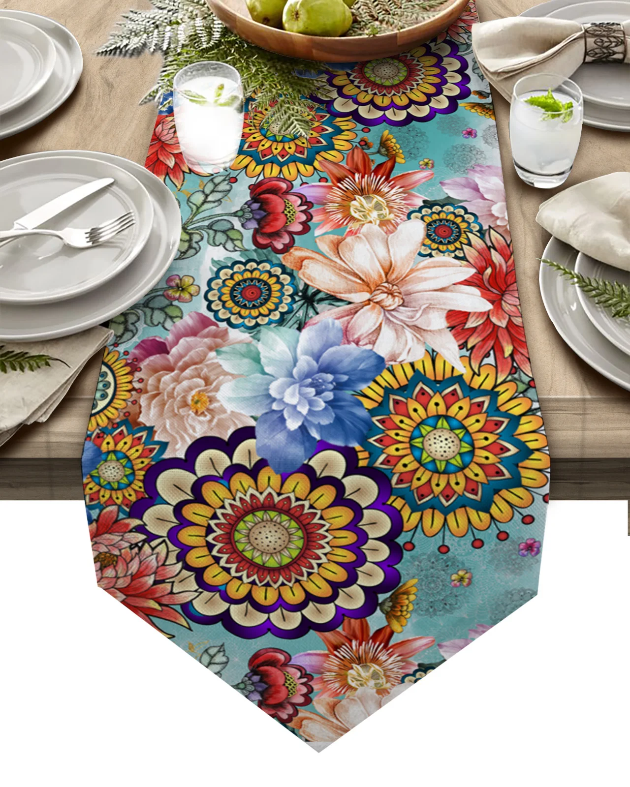 

Bohemian Mandala Flower Table Runners Kitchen Dining Tablecloths Wedding Party Table Decoration Table Runner