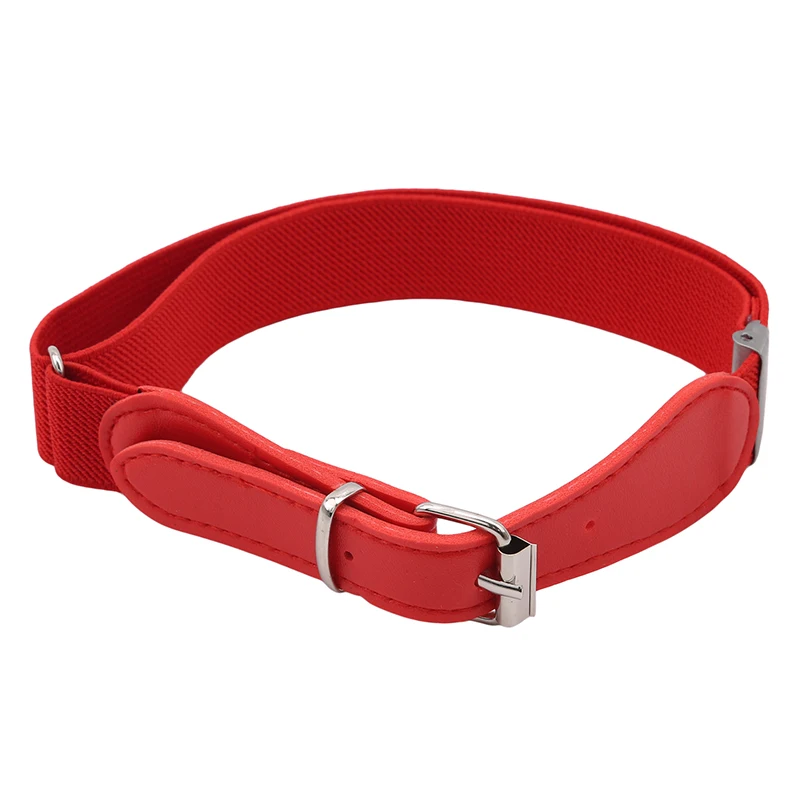 Fashion Children Candy Color Belt Girls/Boys Elastic Waist Belt Metal Pin Buckle Kids PU White/Red Belts NEW