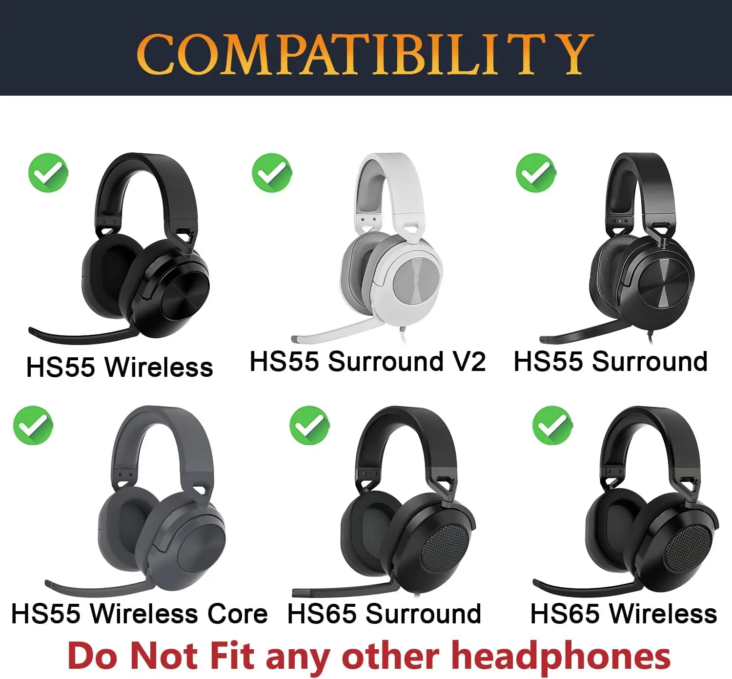 HS65 HS55 Earpads for Corsair HS65 HS55 Surround Gaming Headset Replacement Ear Pads Cover Cushions Memory Foam Earmuffs