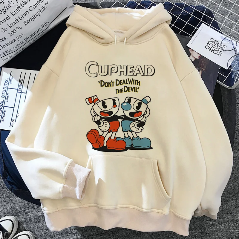 Cuphead Felpe Con Cappuccio Donna Manica Lunga Top Abbigliamento Invernale Hoddies Tuta Invernale Femminile