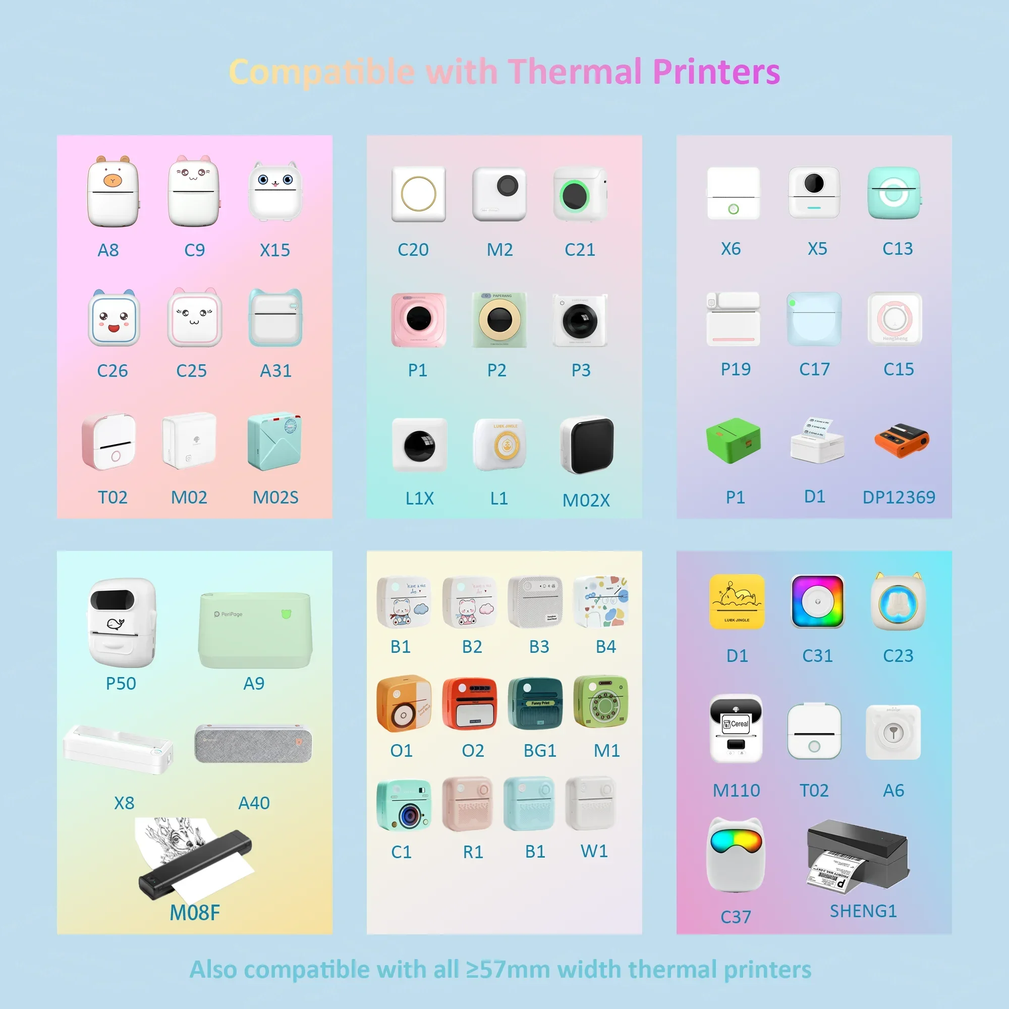 Description Picture 3 of itemMini Printer Thermal Paper Colorful Label Sticker Self-adhesive Thermal Printing Paper Inkless Printing Photo Picture 57x25mm
