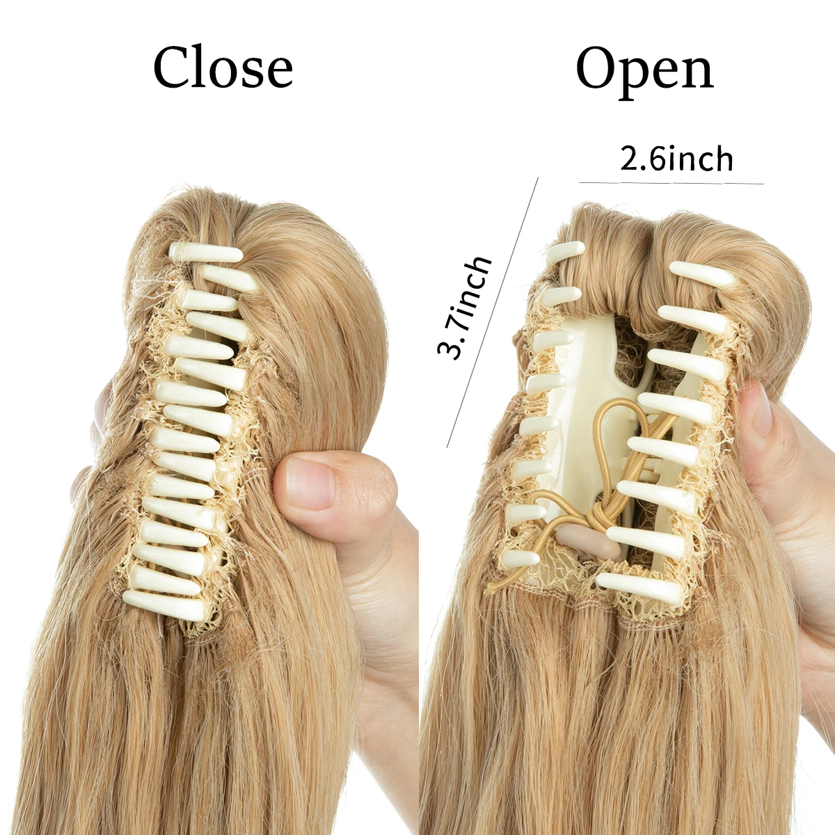 Elevate Your Look with SARLA Synthetic Claw Clip-In Ponytail Hair Extensions - 14" Wavy False Pigtail in Fake Blonde Hair with Elastic Band, Perfect for Effortless Elegance - Image 3